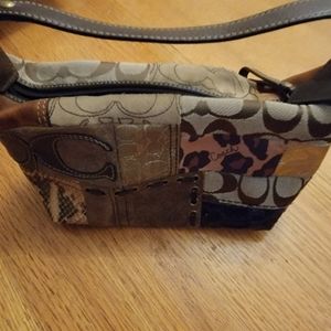 Coach brown patchwork pouch